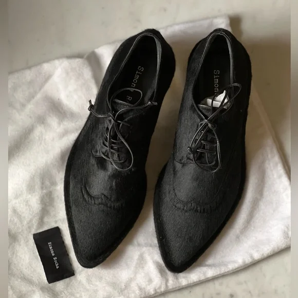 🤑SOLD🤑New Simone Rocha Black Ponyhair Oxford Brogues Flats 8/39 - Picture 2 of 4